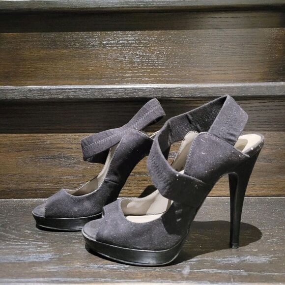 2/$20 Vintage Y2K Black Top Fashion High Heels Shoes Size: 7M US - Picture 2 of 8